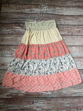 Blue Sky Patchwork Floral Tiered Boho dress